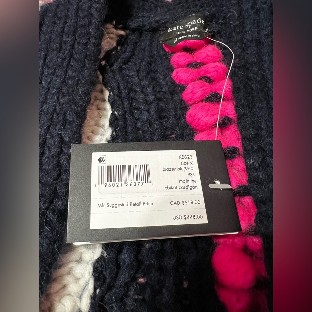 NWT Kate Spade Alpaca-Wool Cable Knit Cardigan. - Picture 9 of 11